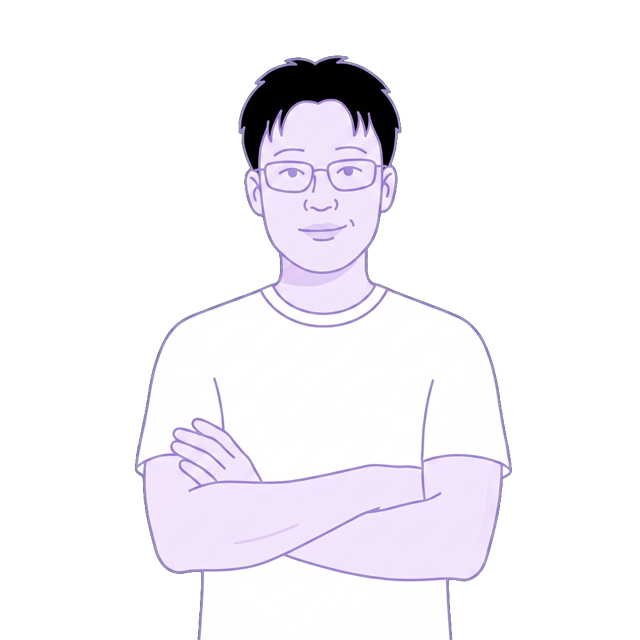 Illustrated portrait of Long Tang, arms crossed
